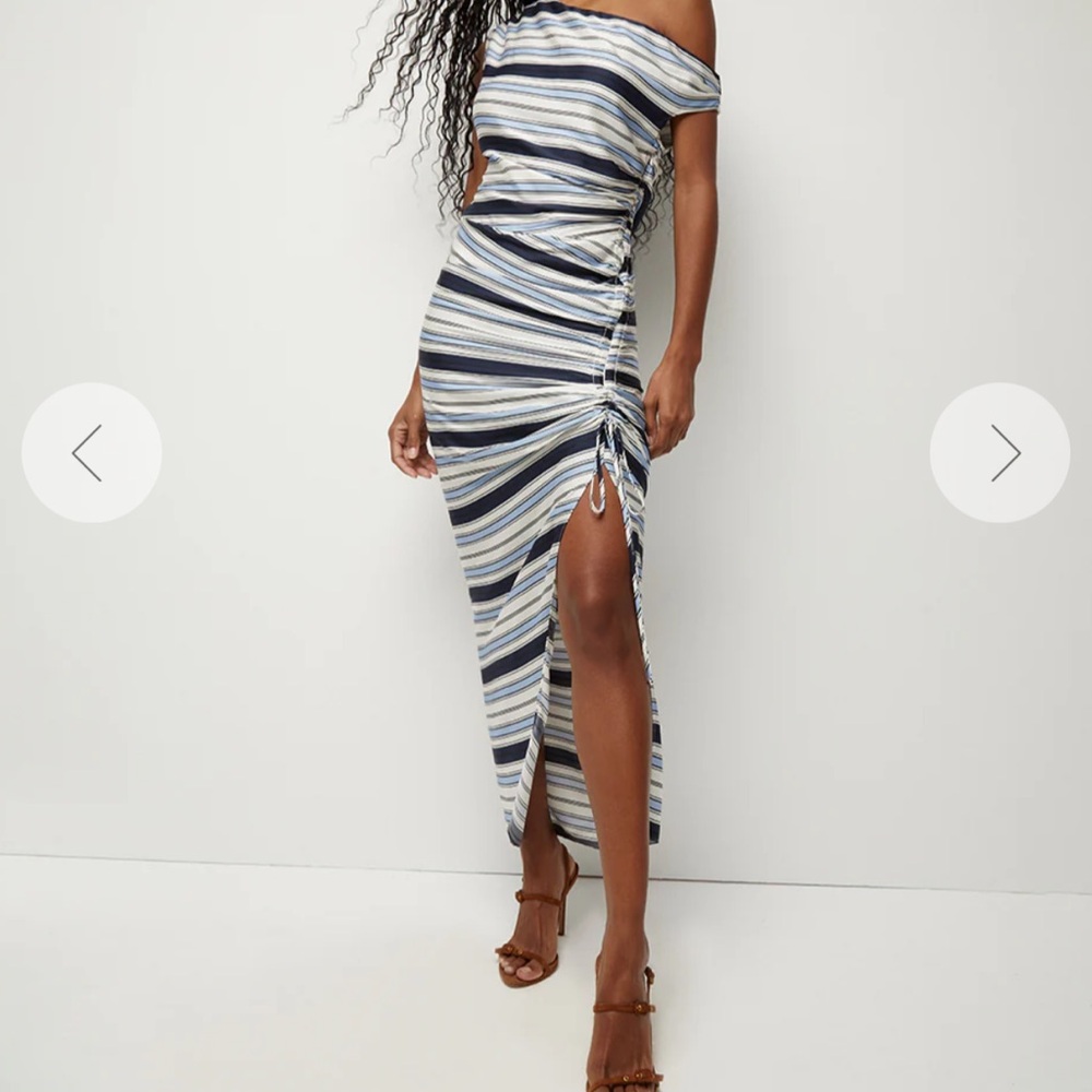 KADIE STRIPED STRETCH-SILK DRESS